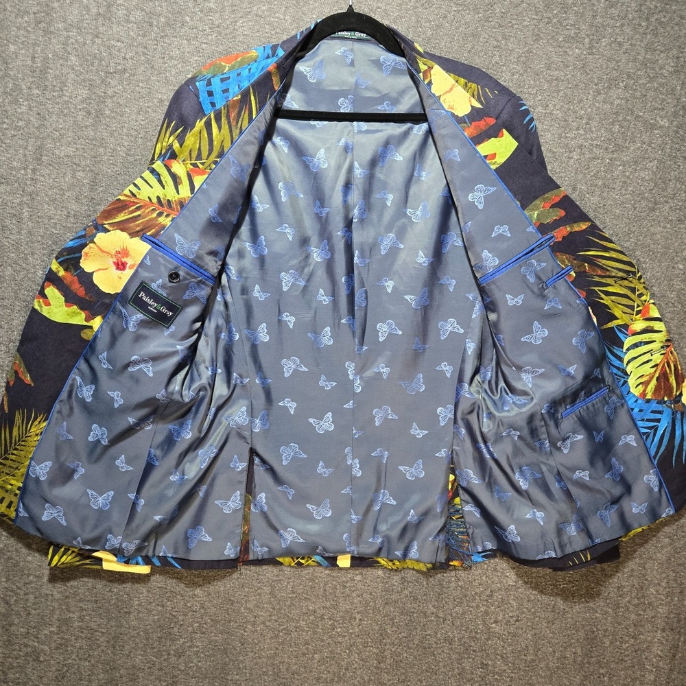PAISLEY & GRAY Men's Floral Linen Blend Slim Fit Sports Jacket Size 42R - Picture 5 of 12